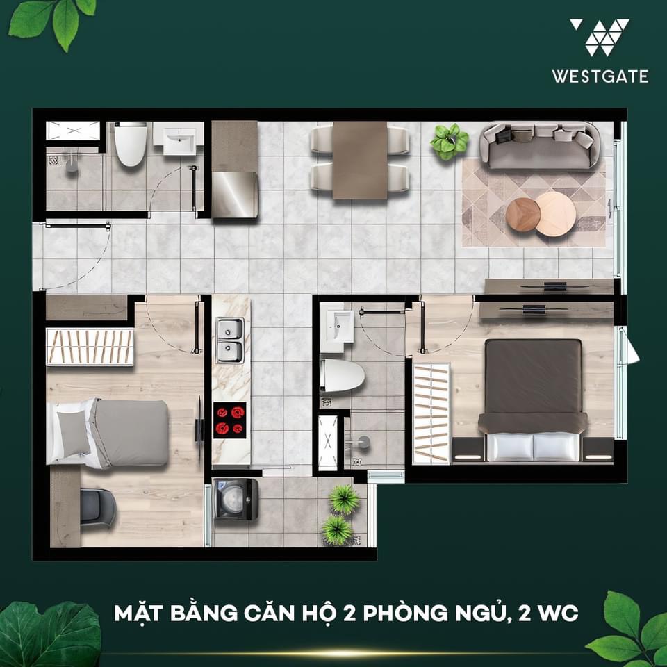 Cần bán căn hộ WESTGATE - TÂN TÚC/BÌNH CHÁNH 59m2 02PN 02 WC