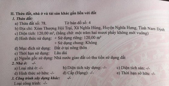 Đất chính chủ khu vực Nghĩa Hưng - Nam Định cần bán