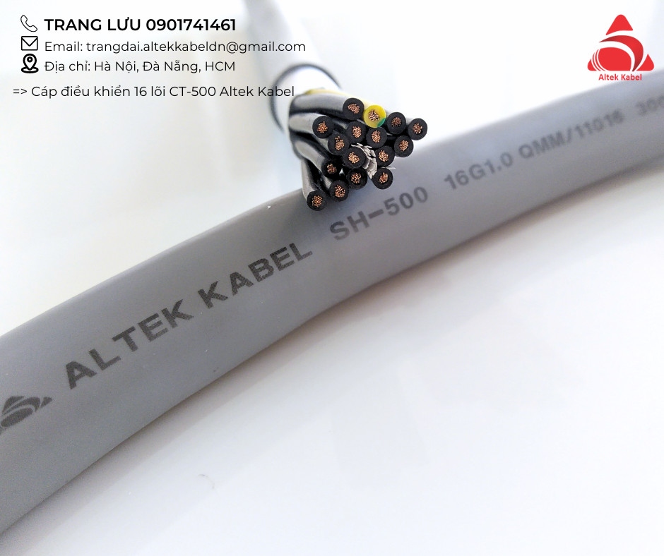Dây cáp điện chống nhiễu 16 lõi Altek Kabel 0.5, 0.75, 1.0, 1.5mm2