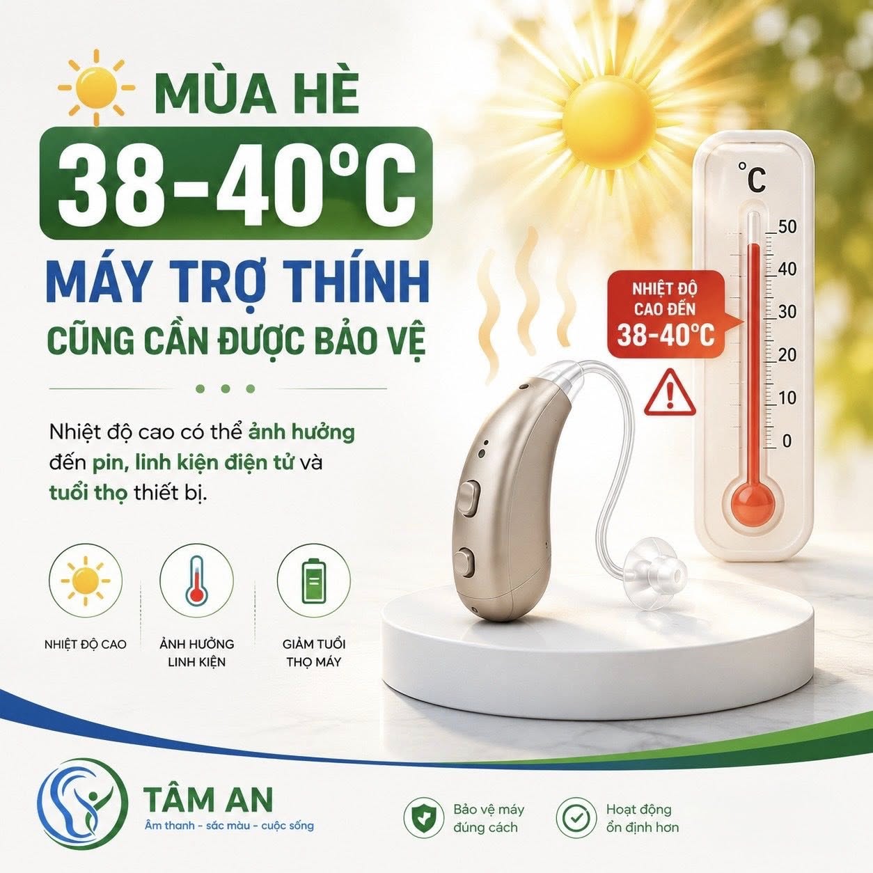Mùa hè 38–40°C: Cần lưu ý gì khi sử dụng máy trợ thính