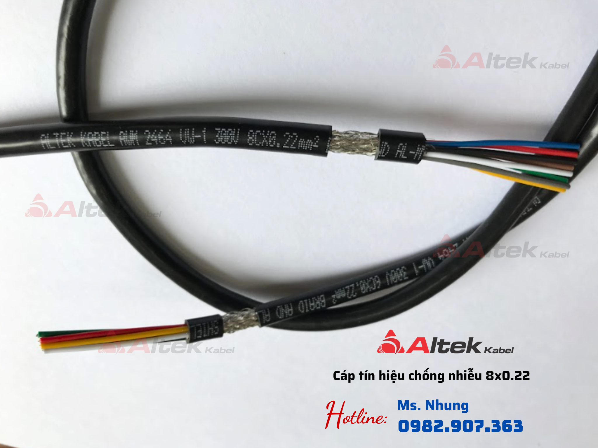 Cáp tín hiệu chống nhiễu 8x0.22 Altek Kabel lõi phân màu, chống nhiễu
