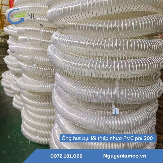 ỐNG HÚT BỤI LÕI THÉP NHỰA PVC PHI 200 GIÁ TỐT