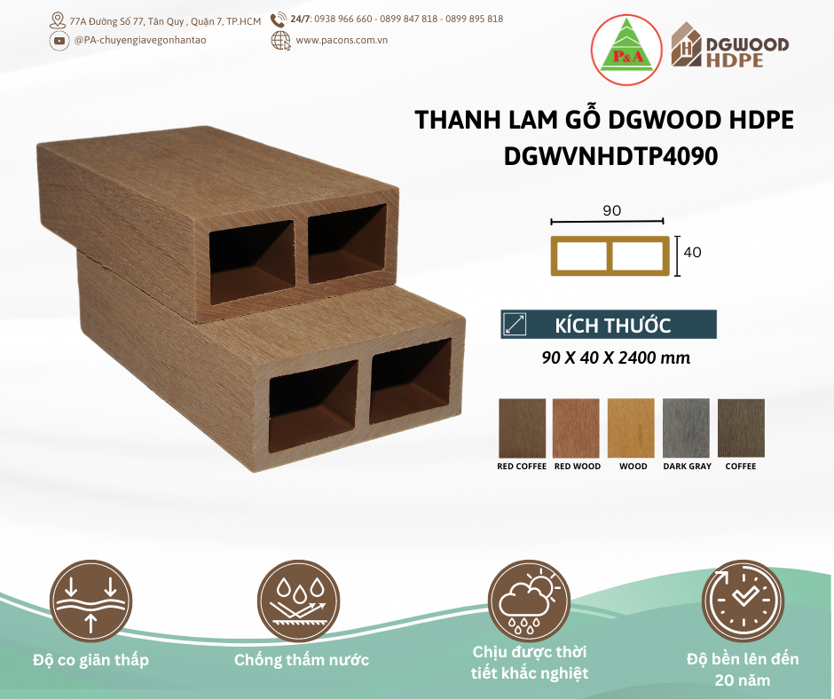 Thanh lam nhựa Dgwood DGWVNPOHDTP9040 - P&A cung cắp và thi công lắp đặt trọngói