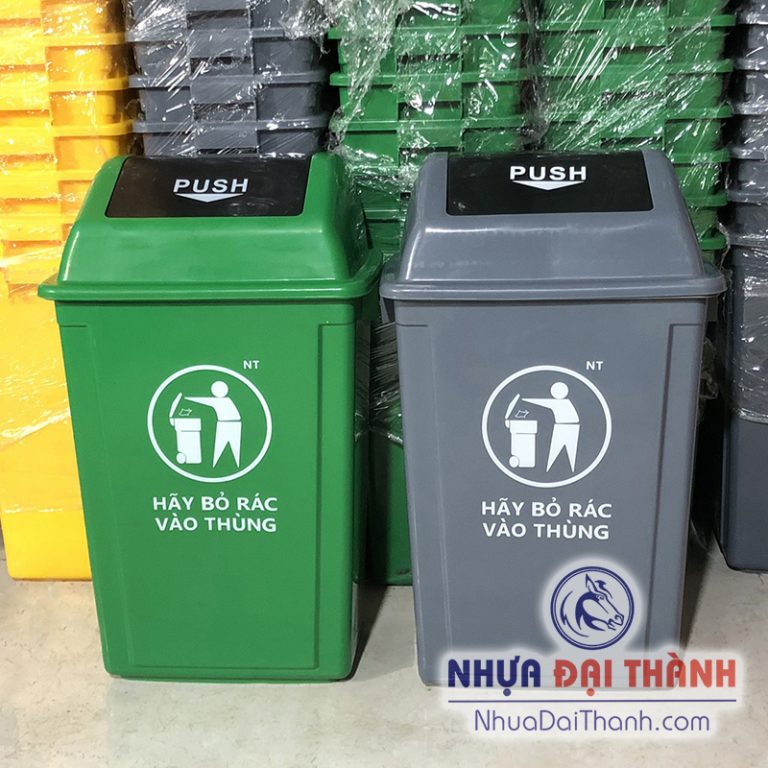 Thùng rác nhựa 60 Lít nắp Push tiện dụng