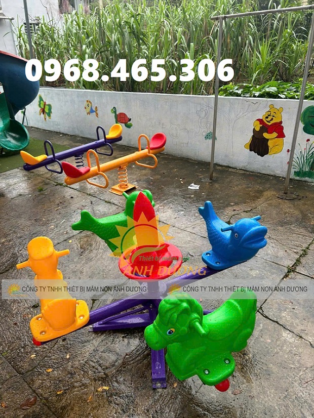 Đu quay trẻ em 4 ghế ngồi, đu quay mầm non 4 chỗ ngồi hình con vật