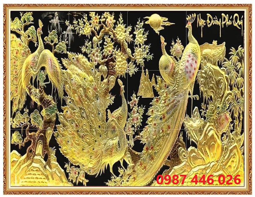 Tranh chim công đẹp - gạch tranh 3d