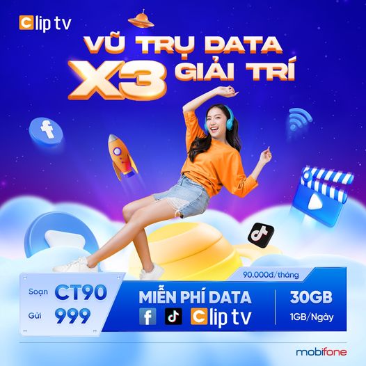 Gói CT90 MobiFone – Ưu đãi 1GB/ngày giá 90k/tháng, tặng kèm TikTok, Facebook