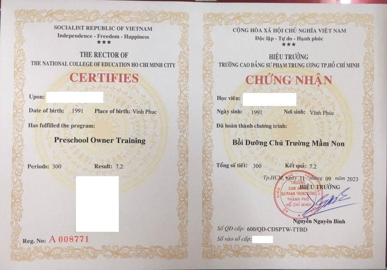 Khóa bồi dưỡng online chủ trường mầm non