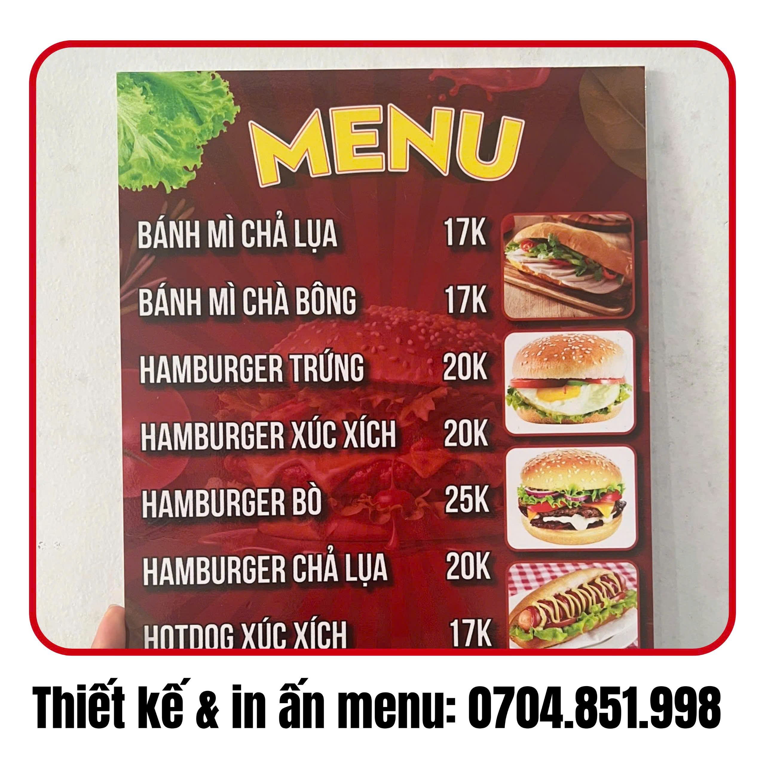 in menu các loại chất lượng
