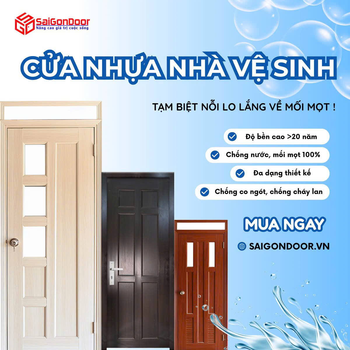Cửa nhựa Đài Loan cho nhà vệ sinh: Giải pháp bền bỉ, tiết kiệm và thẩm mỹ