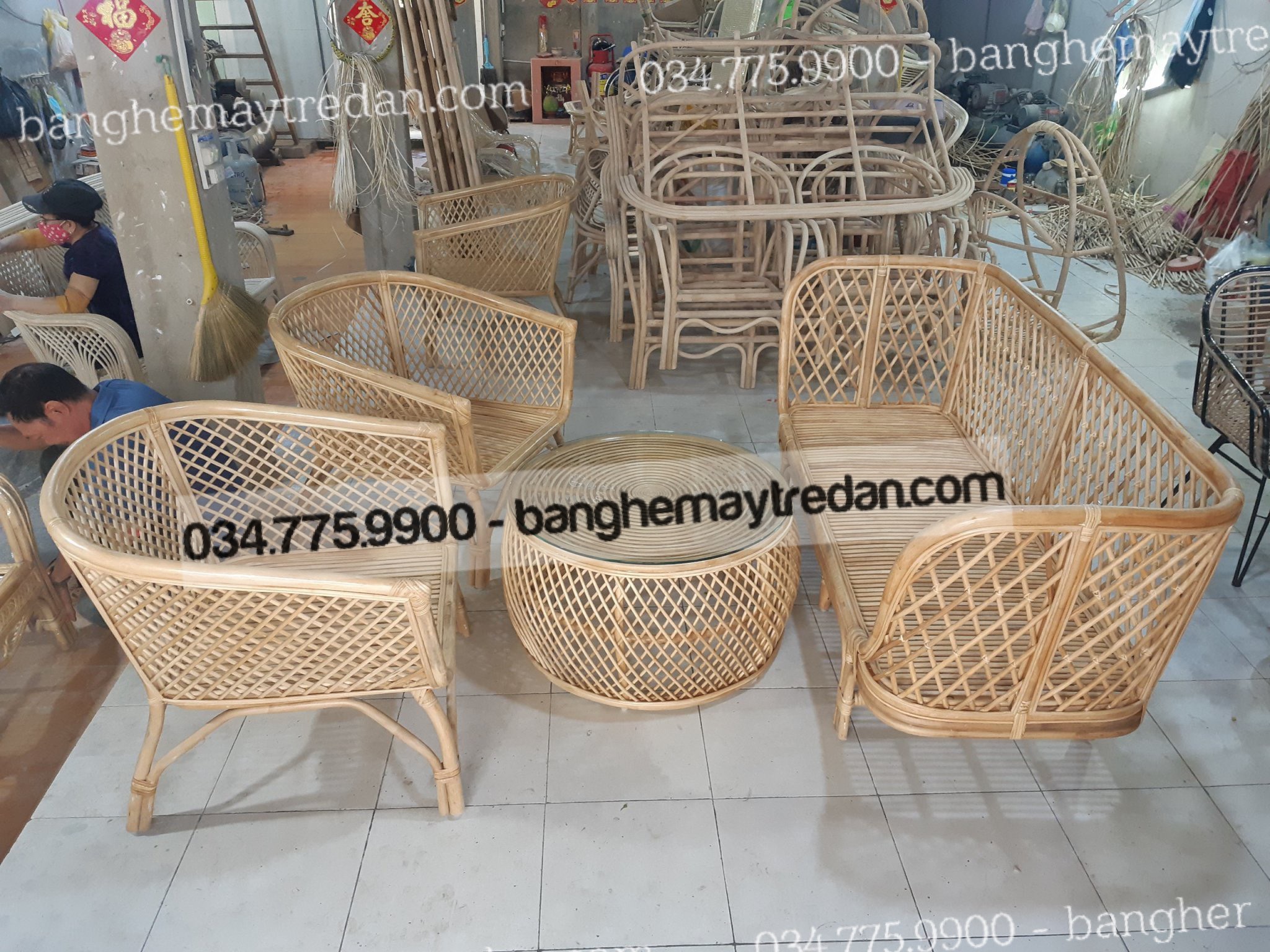 Xưởng bán lẻ bàn ghế mây tự nhiên