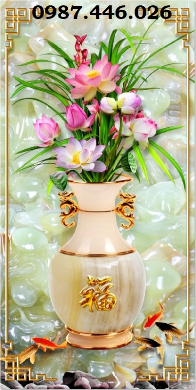 Gạch 3d, tranh gạch men lục bình đẹp