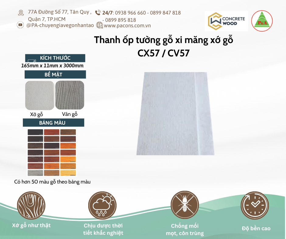 Thanh tường/ trần gỗ xi măng Concrete wood (P&A)