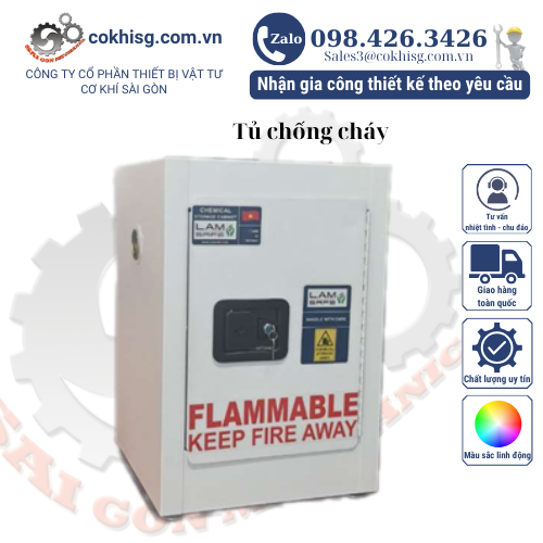 TỦ CHỨA DUNG MÔI CHỐNG CHÁY LOẠI 1 CỬA MODEL -FM15 | TBVT Cơ Khí Sài Gòn