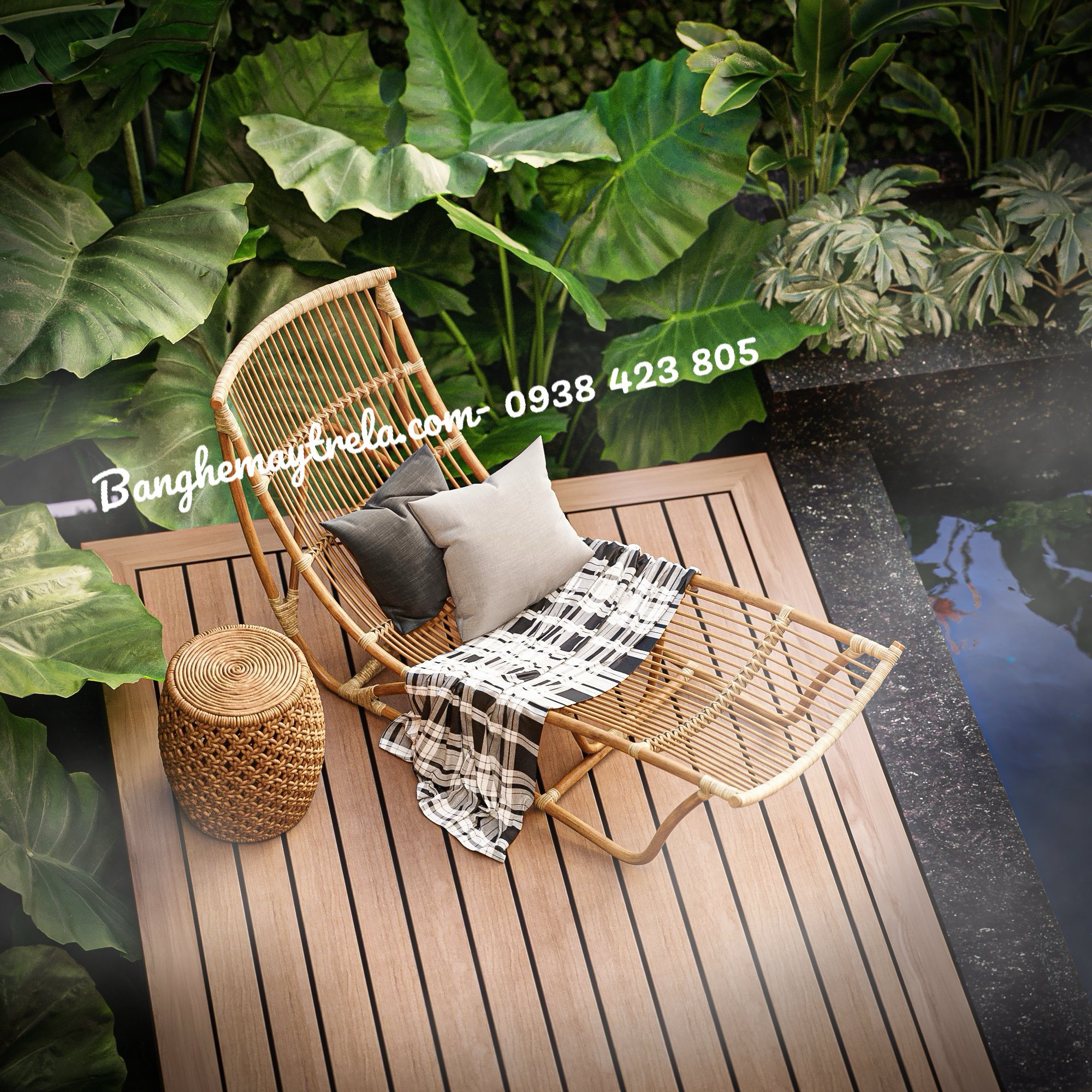 Ghế mây dài nằm thư giãn