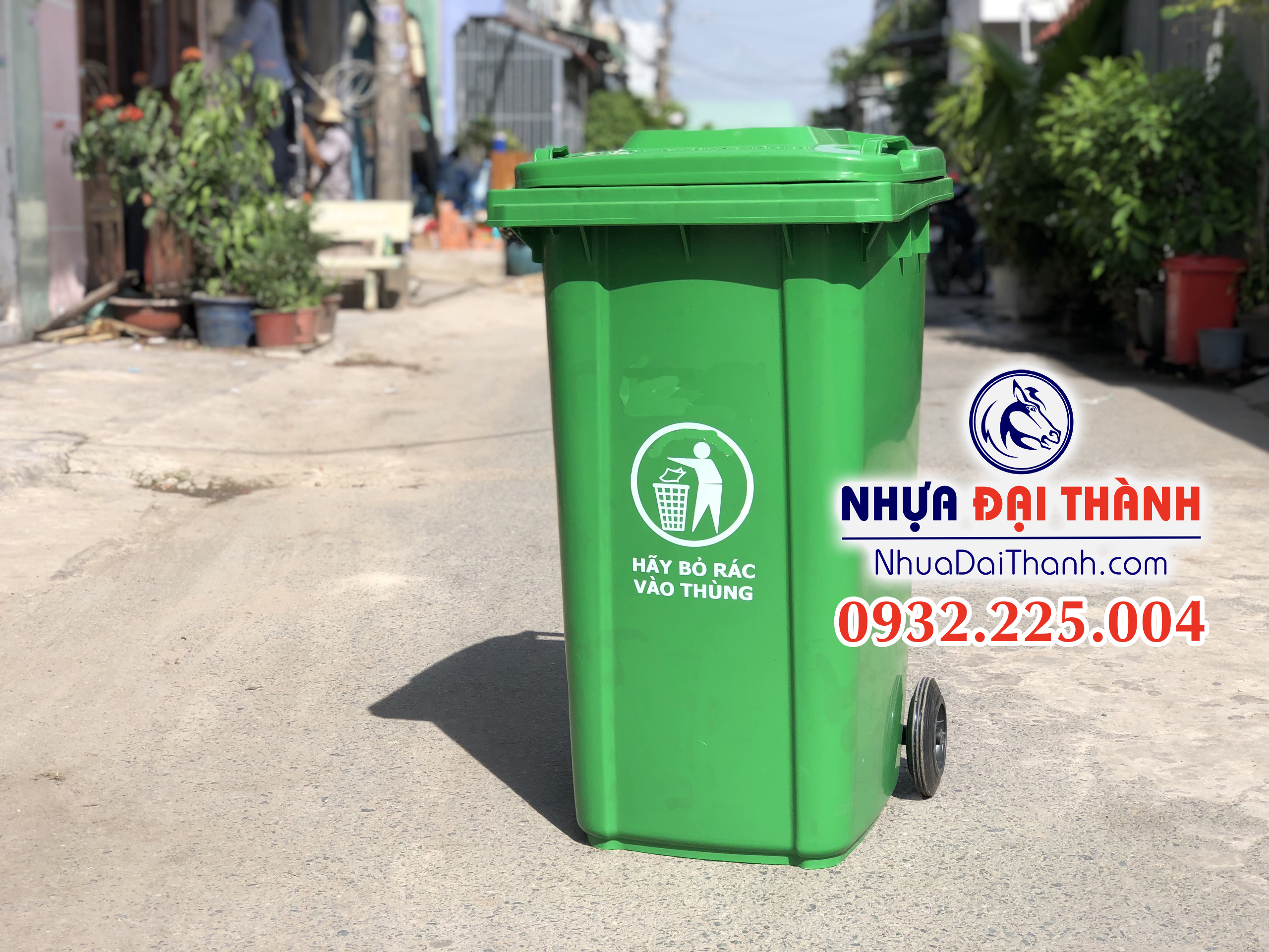 Thùng rác 240 Lít loại dày 15kg -Màu Xanh lá