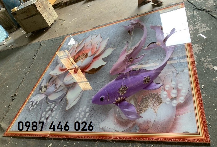 Gạch tranh trên tường 3d đẹp phòng khách HP092833