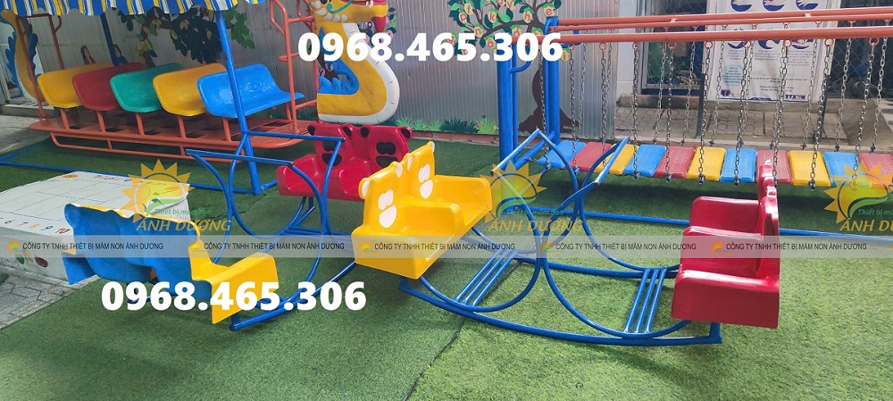 Xe chòi chân trẻ em, bập bênh mầm non nhập khẩu, trụ bóng rổ mầm non