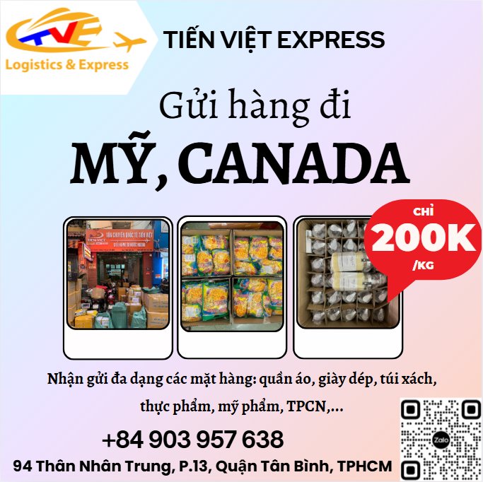 Gửi hàng đi USA, Canada - Tiến Việt Express