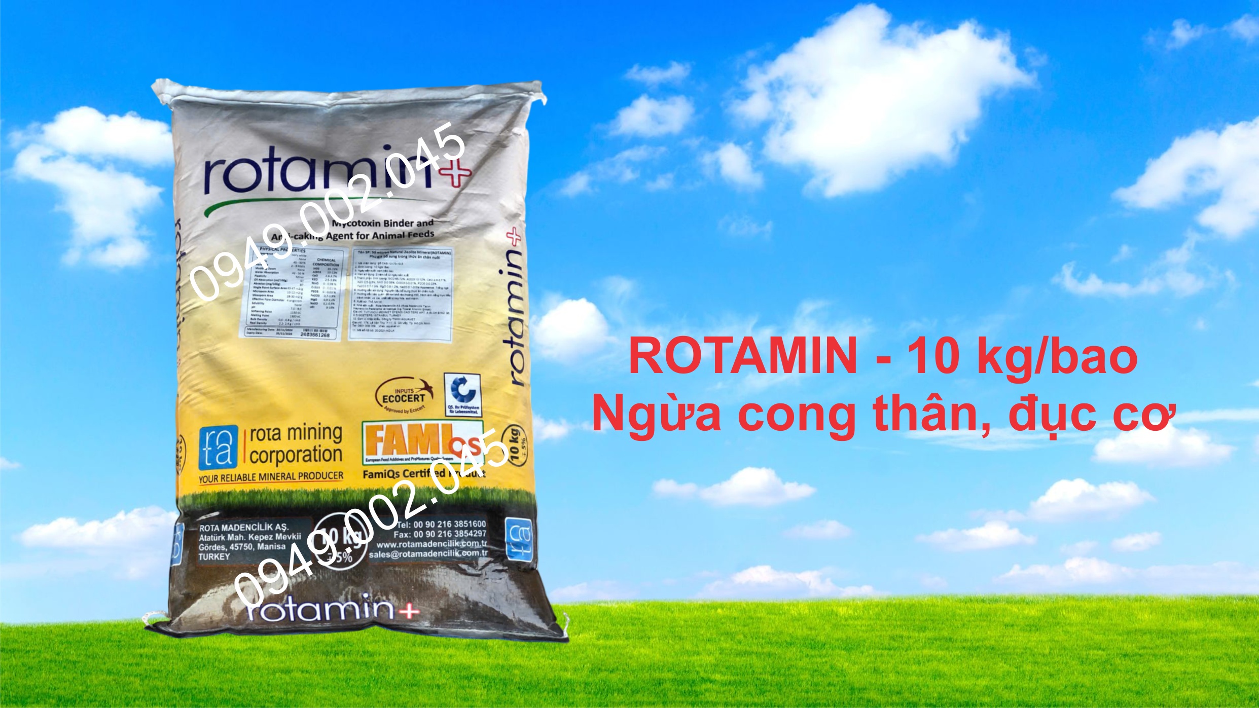 ROTAMIN – Khoáng trộn, khoáng tạt ngừa cong thân, đục cơ cho tôm