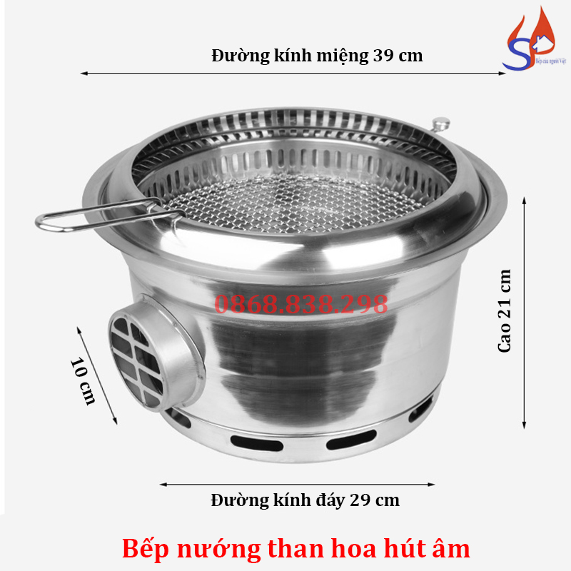 Bếp nướng than hoa hút âm, bếp nướng không khói hút dưới