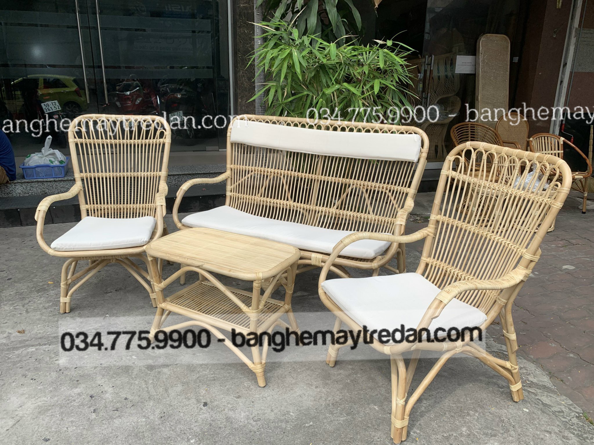 Bàn ghế sofa, salon mây tre hiện đại GM356