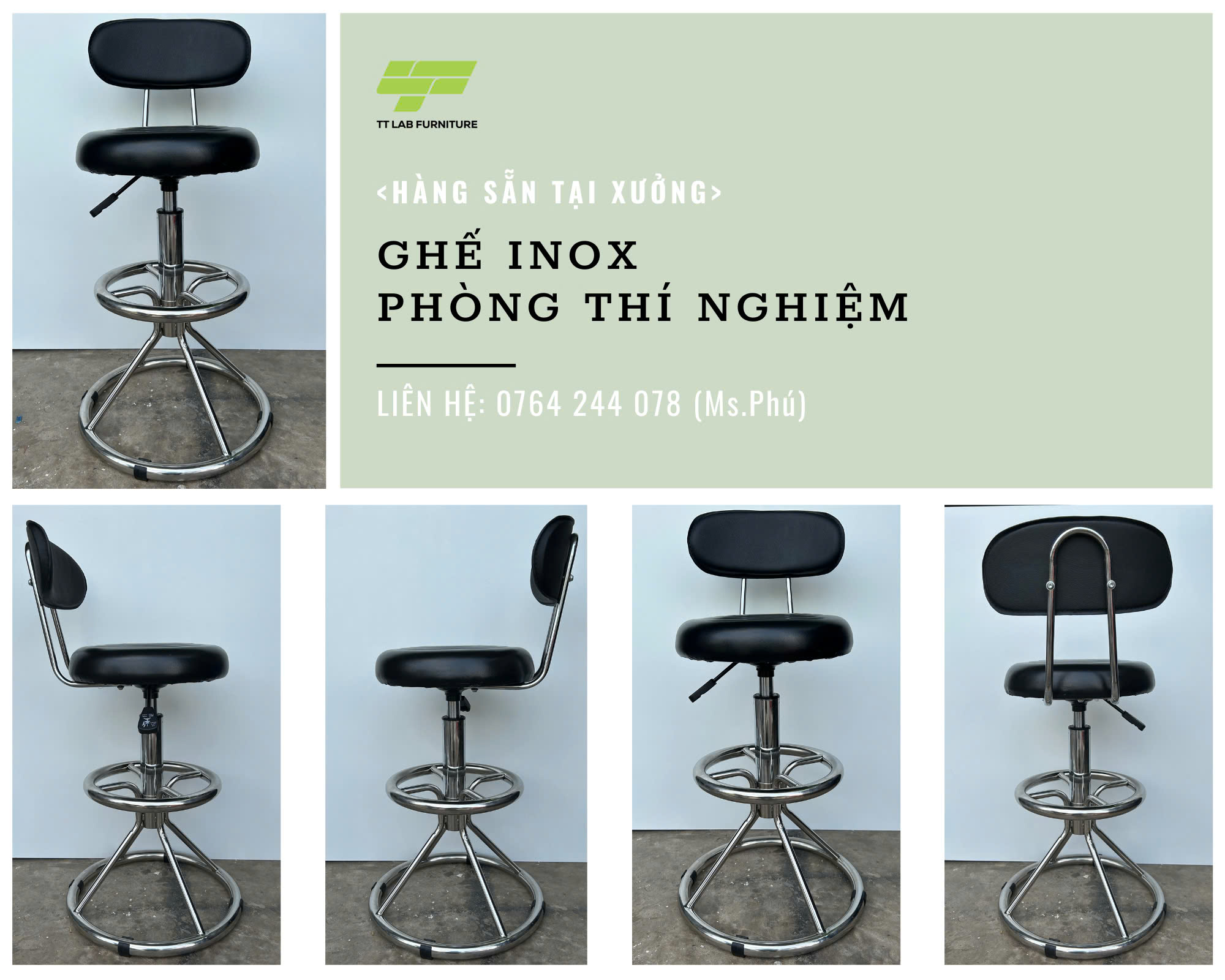 Ghế inox phòng lab HCM