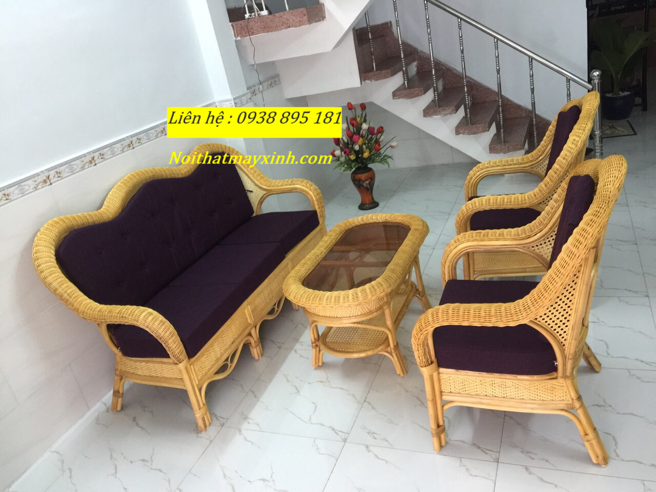 Sofa mây tự nhiên phòng khách bảo hành 12 tháng