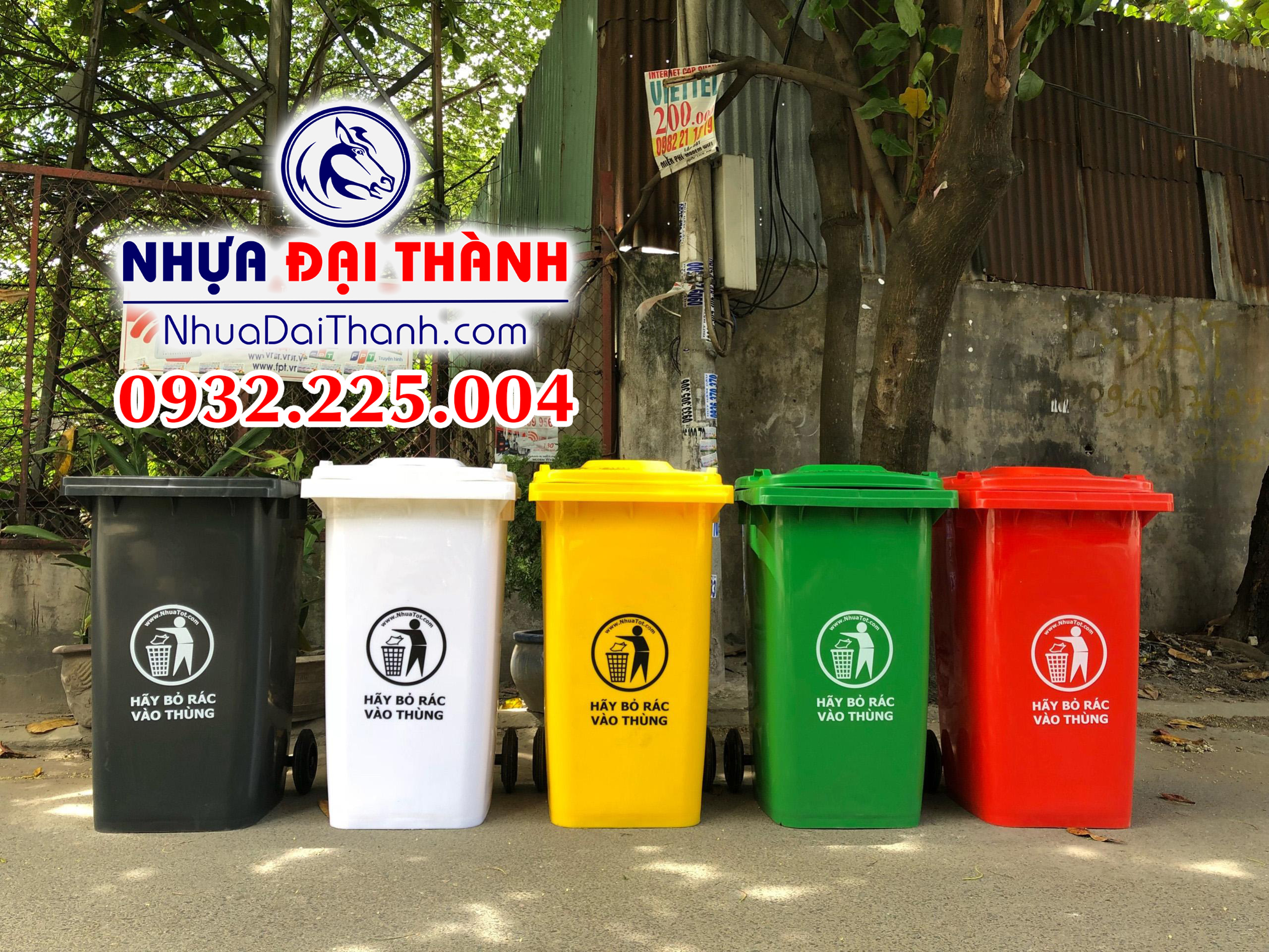 Thùng rác 240 Lít nhựa HDPE nguyên sinh Chất Lượng-Nhựa Đại Thành