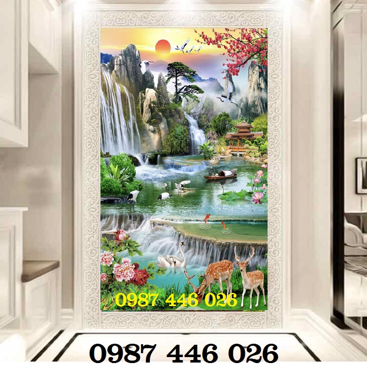 Gạch tranh phong thủy hươu nai  HP09282