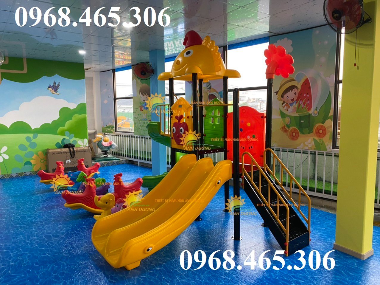 Bộ liên hoàn cầu trượt mầm non, cầu trượt máng xoắn trẻ em