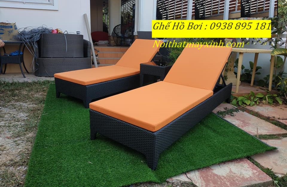 Ghế hồ bơi băng mây nhựa cho resort cao cấp sử dụng ngoài trời