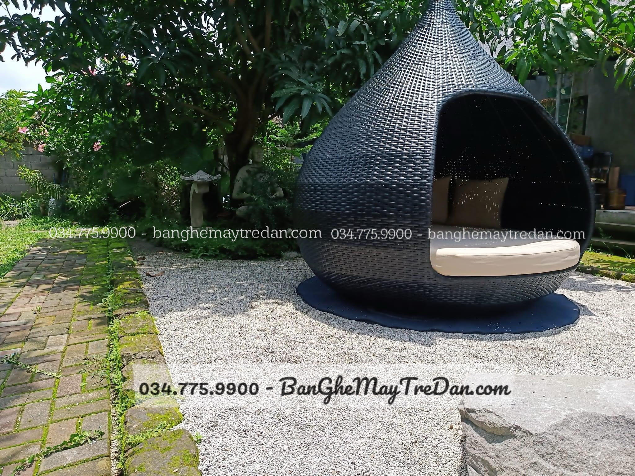 Ghế tổ chim mây nhựa chụp hình resot