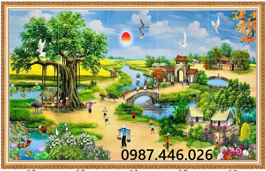 Gạch tranh làng quê