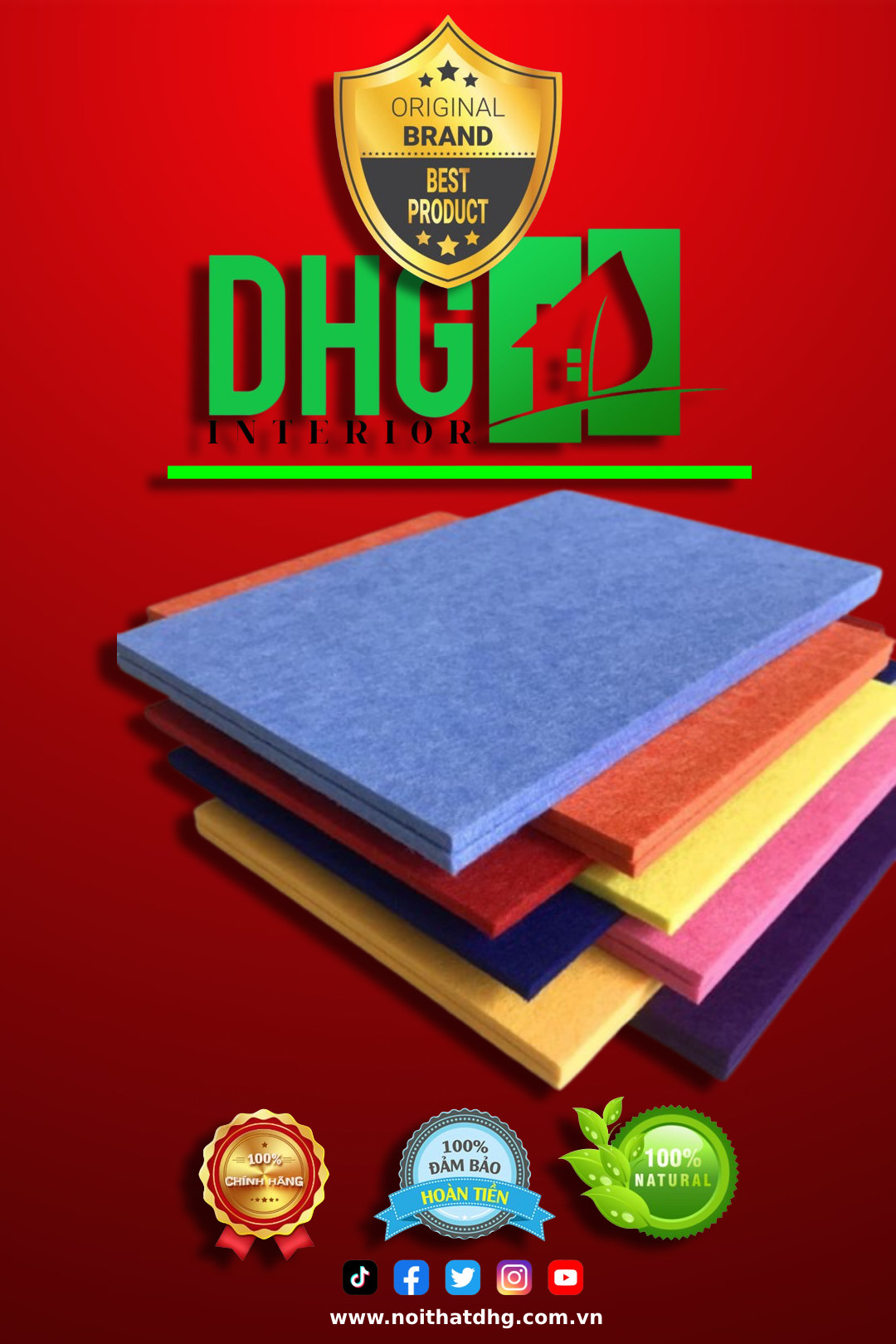 Tấm Polyester Fiber - Vật Liệu Cách Âm, Tiêu Âm