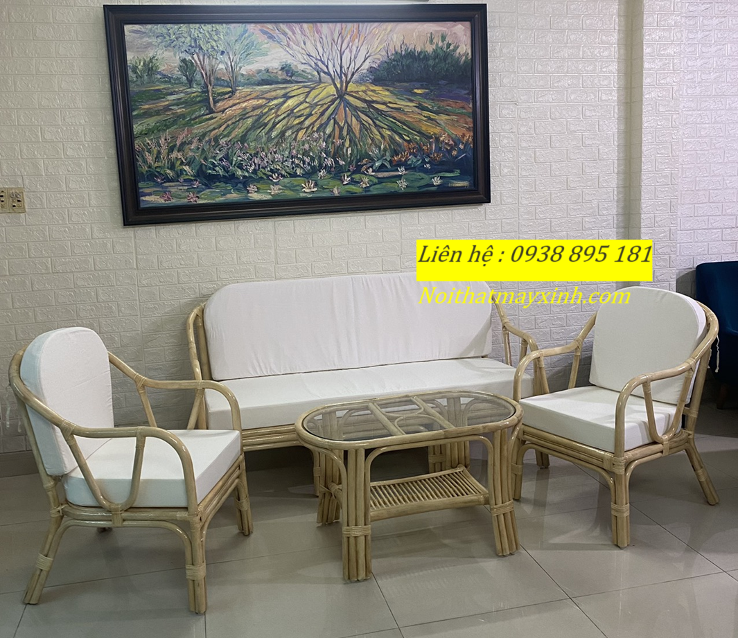 Bàn ghế mây tre phòng khách đẹp sang