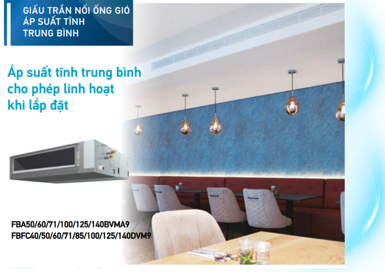 Máy lạnh giấu trần ống gió Daikin tiết kiệm điện – Vận hành êm ái