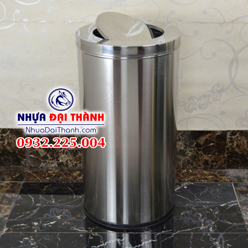 Thùng rác inox lật tròn vuông sang trọng-Nhựa Đại Thành
