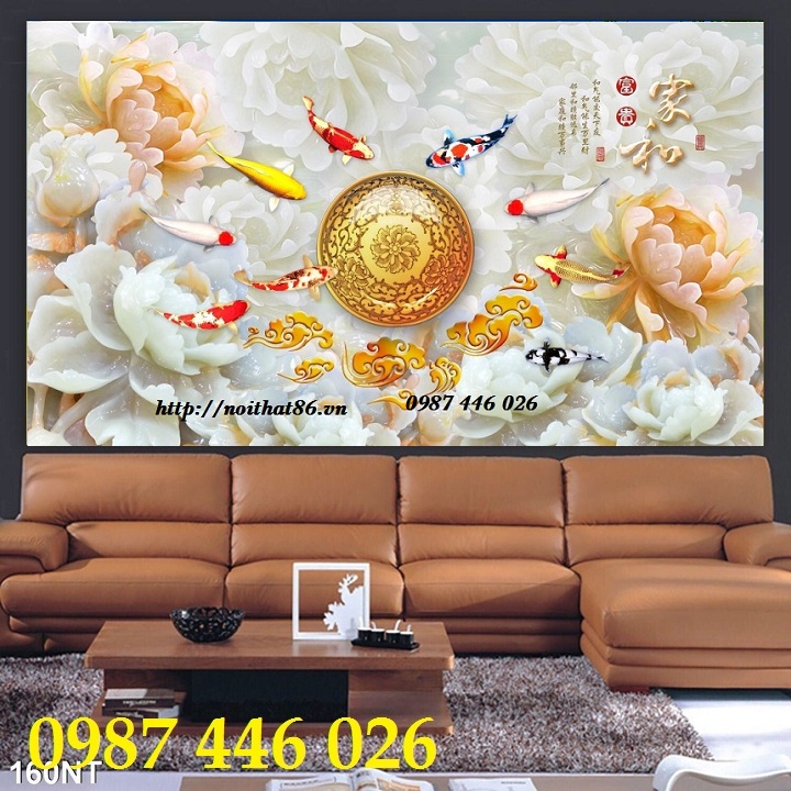 Tranh gạch men cửu ngư đồ quần hội HP712