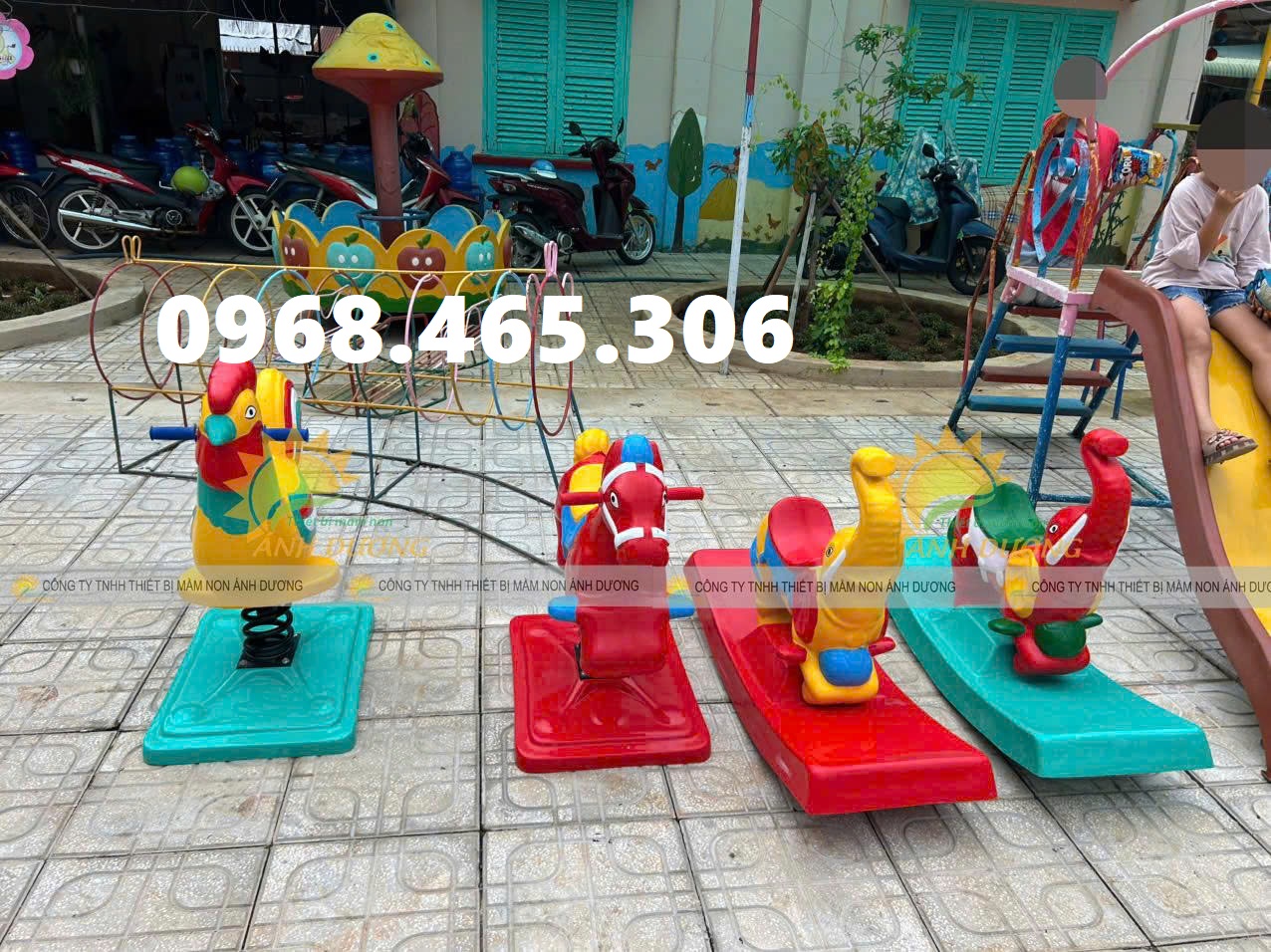 Bập bênh con cá nhựa composite, bập bênh con ngựa mầm non