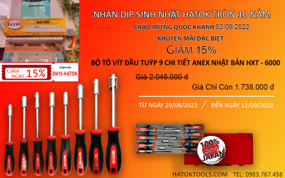 Bộ tô vít đầu Tuýp 9 chi tiết Anex Nhật Bản HXT-6000