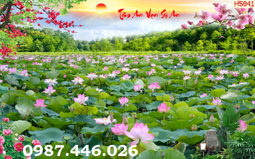 Gạch ốp tường tranh hồ sen HP08722