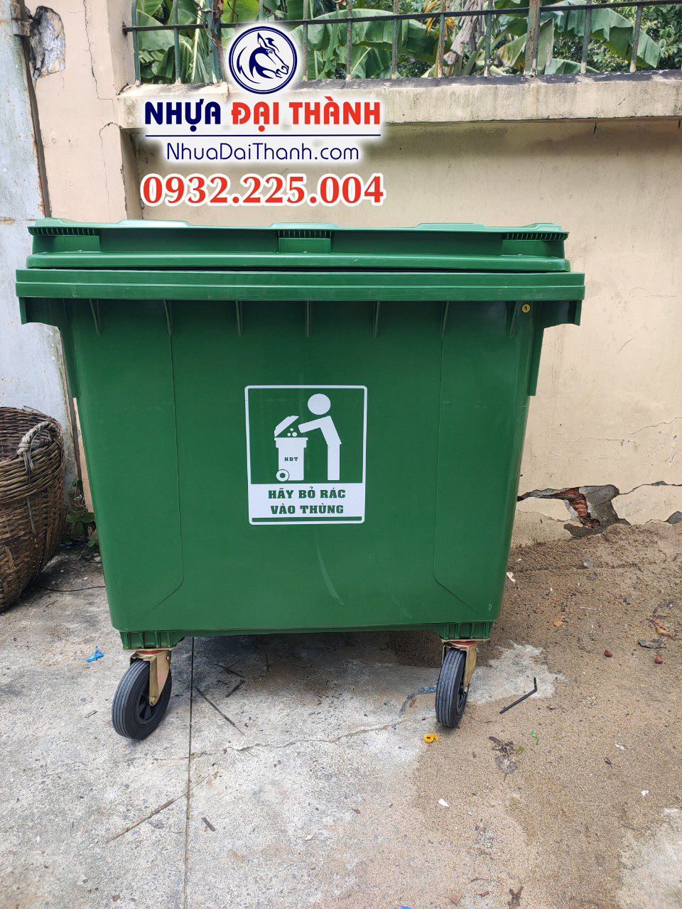 Thùng rác nhựa 1100L Xanh lá ( HDPE) nguyên sinh
