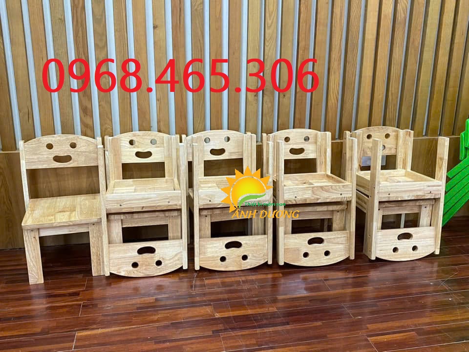 Bàn gập chân gỗ mầm non, ghế gỗ mầm non nhà trẻ