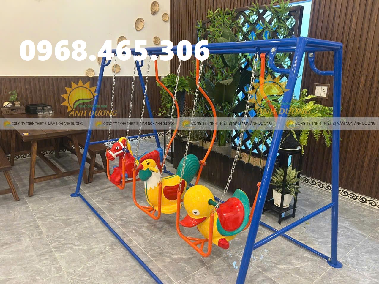 xích đu 3 con vật trẻ em, xích đu mầm non