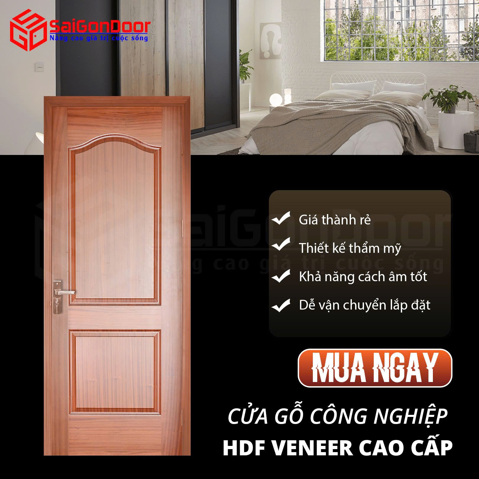 Cửa gỗ công nghiệp HDF giải pháp hoàn hảo cho không gian hiện đại