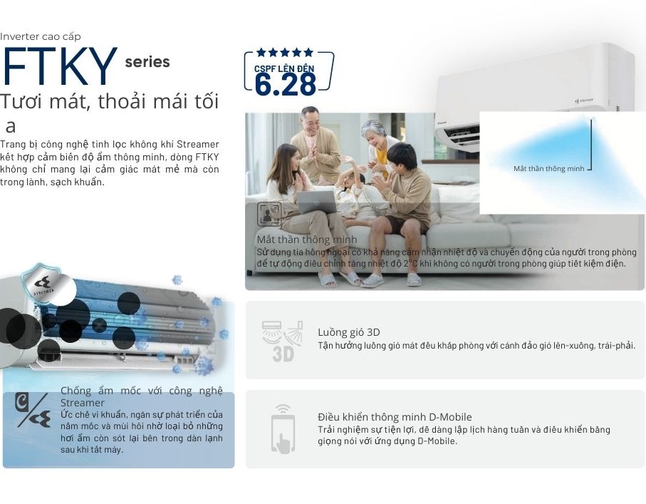 Máy lạnh treo tường cho căn hộ thương hiệu Daikin FTKY50ZVMV inverter