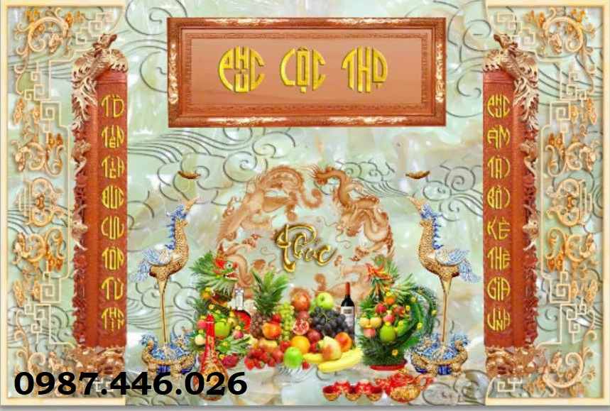 Tranh gạch phòng thờ, tranh gạch men tường HP92334