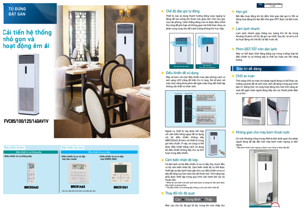 Máy lạnh tủ đứng Daikin cho quán ăn, nhà hàng – Mát đều không gian