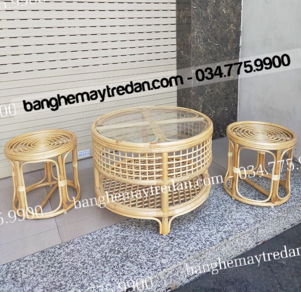Ghế đôn mây tre hình tròn